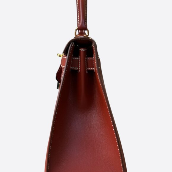 Hermes Sienne Red & Gold Hardware Box Leather Kelly 28 - Picture 4 of 8